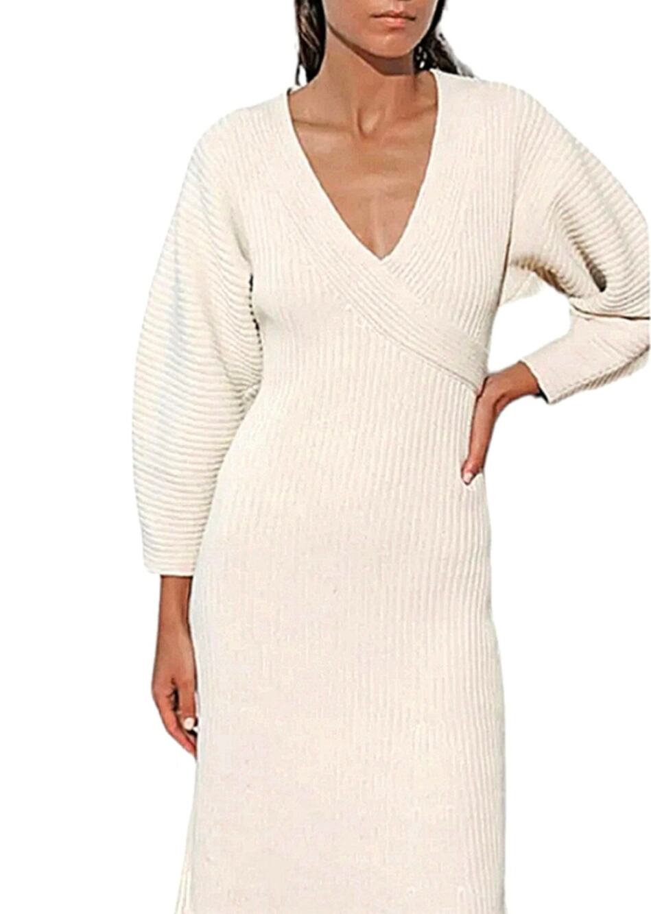 Mara Hoffman Samira Long Sleeve Cream Sweater Dress